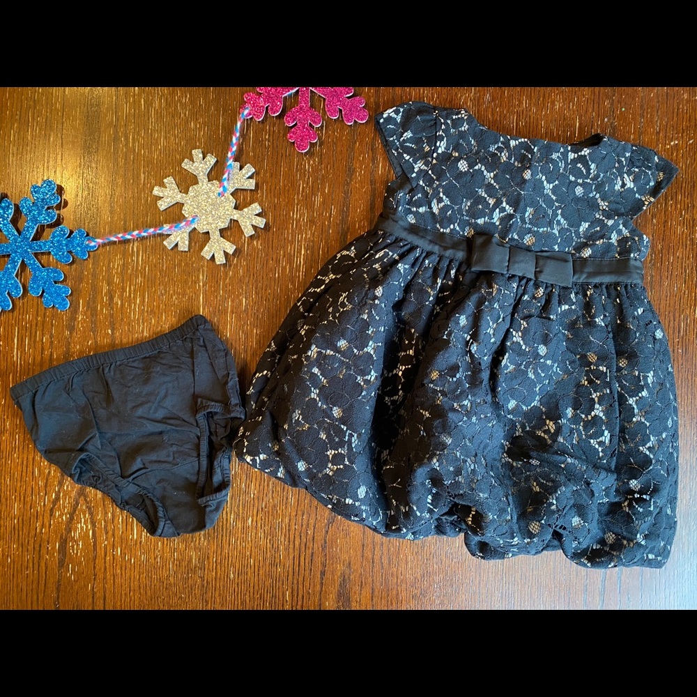 Baby Gap Black Lace Bubble Hem Holiday Dress